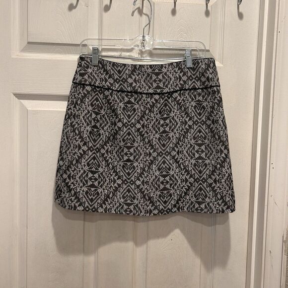 H&M Skirt Women 10 Gray Geometric Wrap Skirt Lined - Picture 5 of 9
